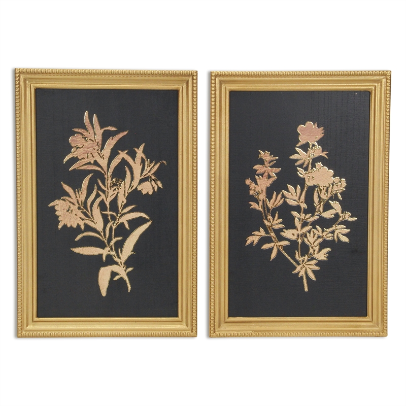 Pemberly Row Gold Framed Wild Flowers Decorative Hanging Wall Print