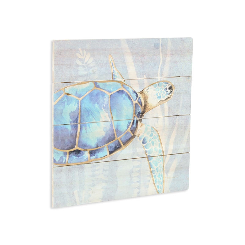 Pemberly Row Coastal Coasting Sea Turtle Wooden Wall Art Sculpture