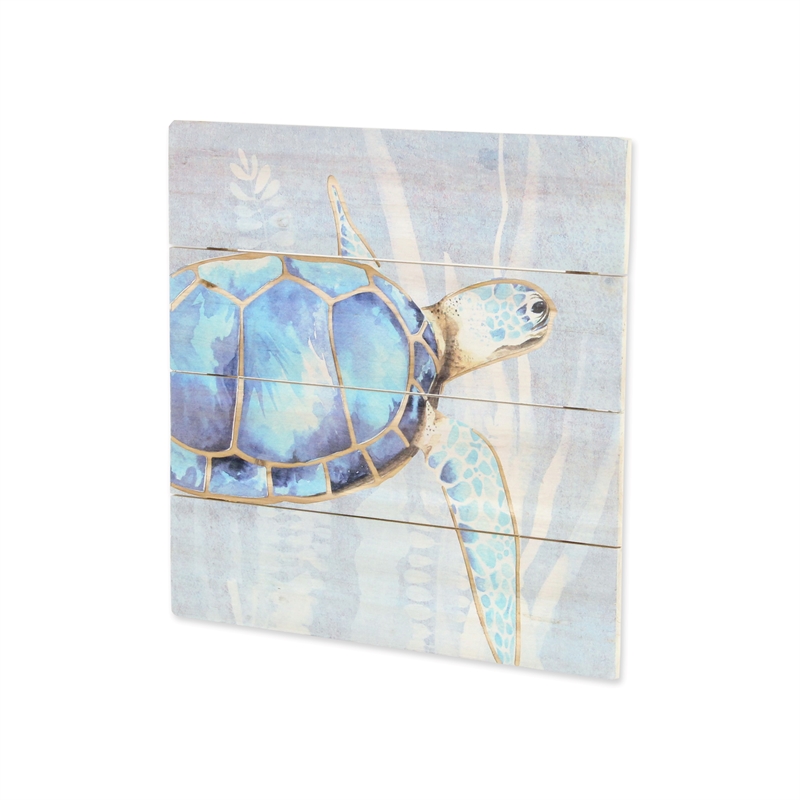 Pemberly Row Coastal Coasting Sea Turtle Wooden Wall Art Sculpture
