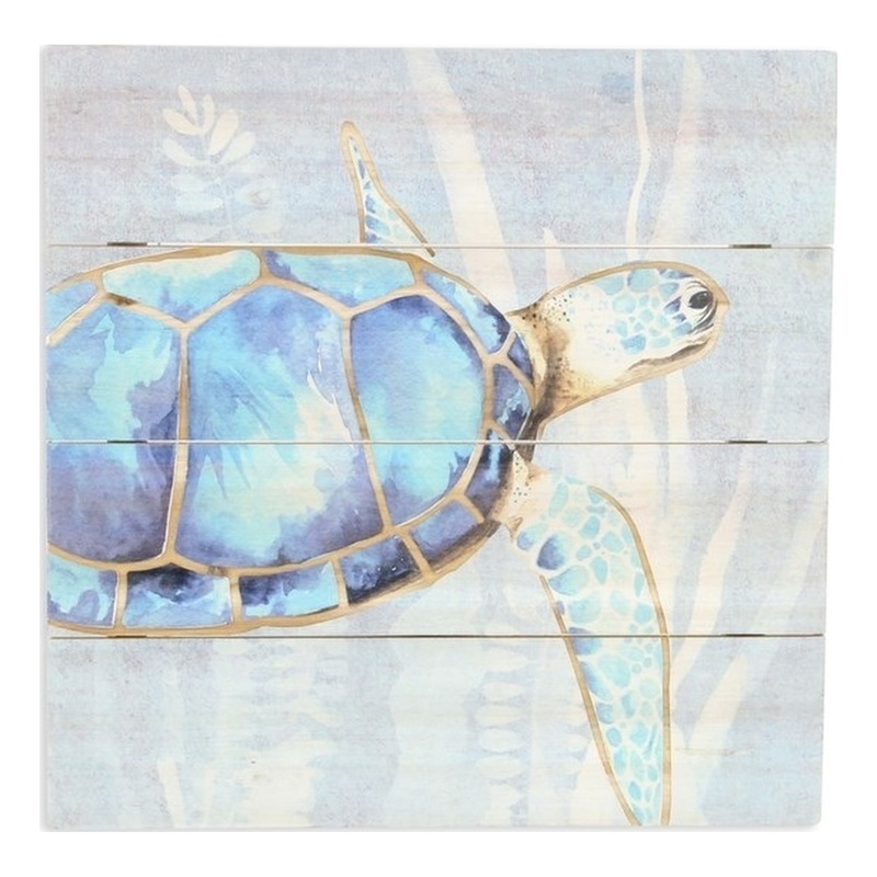 Pemberly Row Coastal Coasting Sea Turtle Wooden Wall Art Sculpture