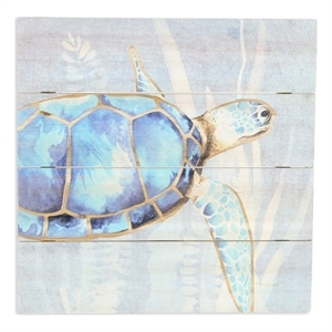 Pemberly Row Coastal Coasting Sea Turtle Wooden Wall Art Sculpture