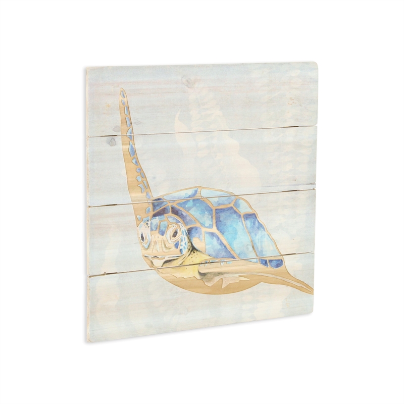 Pemberly Row Coastal Swimming Sea Turtle Wooden Wall Art Sculpture