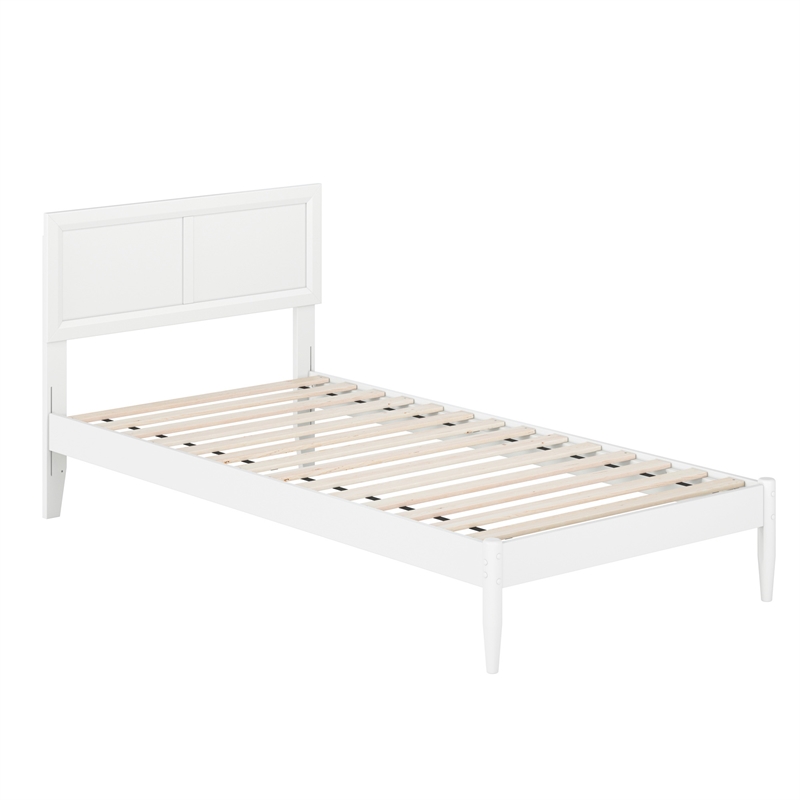 Pemberly Row Twin XL Solid Wood Platform Bed with Slats in White