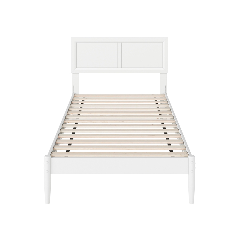 Pemberly Row Twin XL Solid Wood Platform Bed with Slats in White