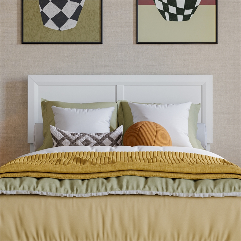 Pemberly Row Twin XL Solid Wood Platform Bed with Slats in White