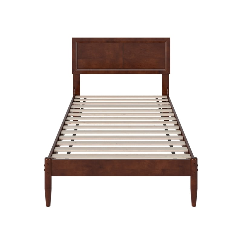 Pemberly Row Twin XL Solid Wood Platform Bed with Slats in Walnut