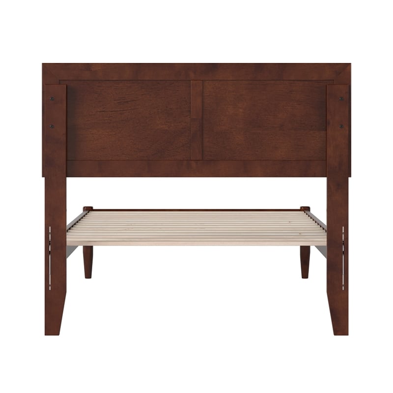 Pemberly Row Twin XL Solid Wood Platform Bed with Slats in Walnut