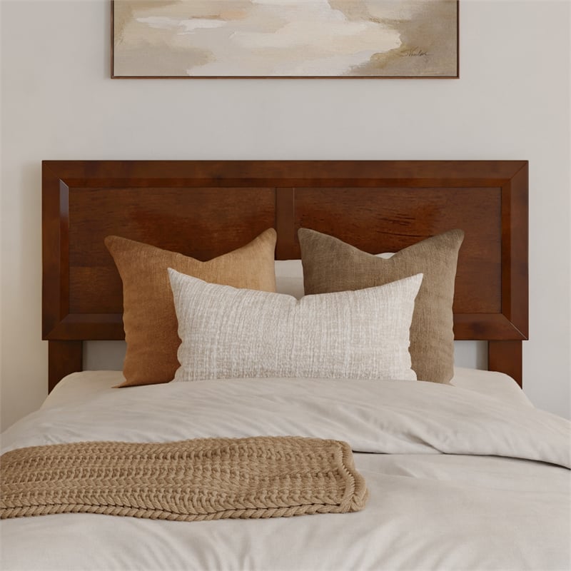 Pemberly Row Twin XL Solid Wood Platform Bed with Slats in Walnut