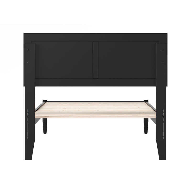 Pemberly Row Twin XL Solid Wood Platform Bed with Slats in Black