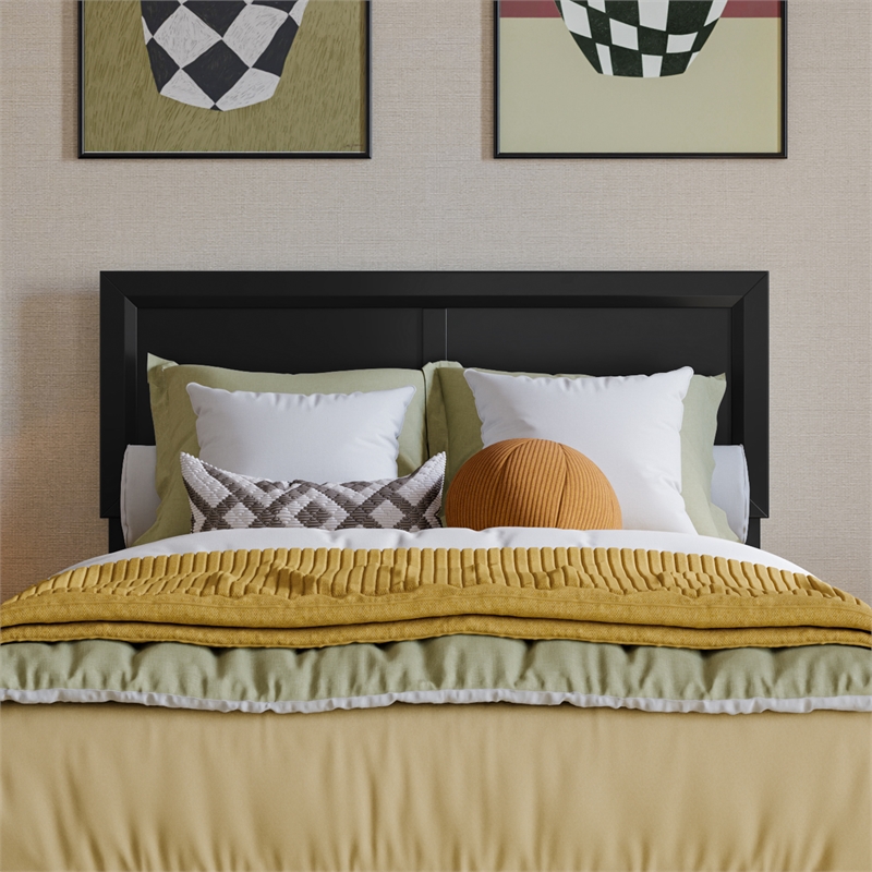 Pemberly Row Twin XL Solid Wood Platform Bed with Slats in Black
