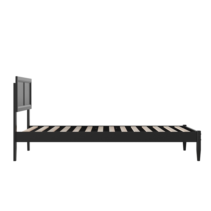 Pemberly Row Twin XL Solid Wood Platform Bed with Slats in Black
