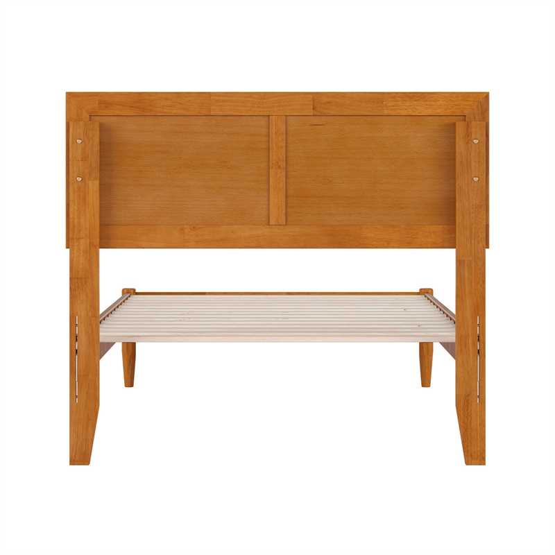 Pemberly Row Twin XL Solid Wood Platform Bed with Slats in Light Toffee