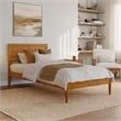 Pemberly Row Twin XL Solid Wood Platform Bed with Slats in Light Toffee