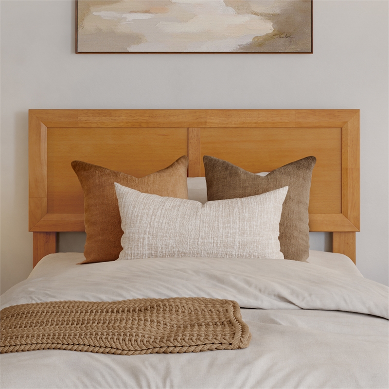 Pemberly Row Twin XL Solid Wood Platform Bed with Slats in Light Toffee