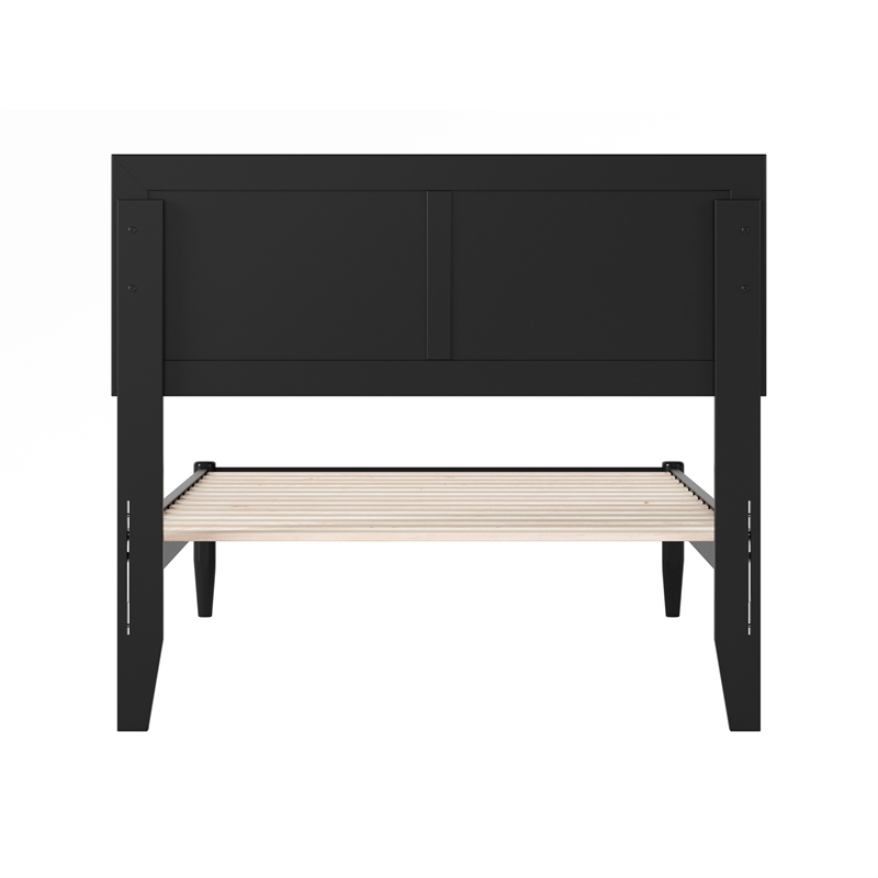 Pemberly Row Twin Solid Wood Platform Bed with Slat Support in Black