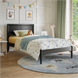 Pemberly Row Twin Solid Wood Platform Bed with Slat Support in Black