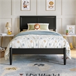 Pemberly Row Twin Solid Wood Platform Bed with Slat Support in Black