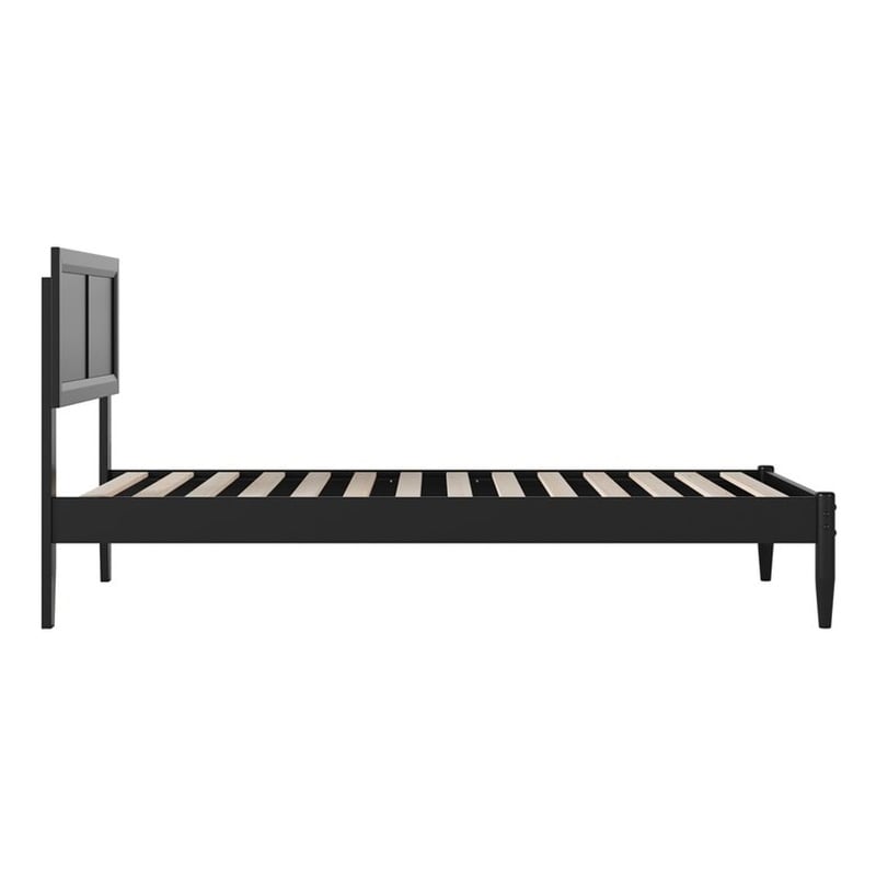 Pemberly Row Twin Solid Wood Platform Bed with Slat Support in Black