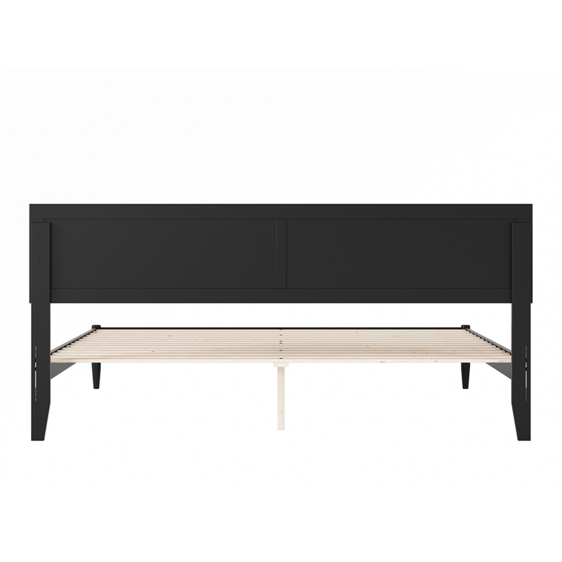 Pemberly Row King Solid Wood Platform Bed with Slat Support in Black