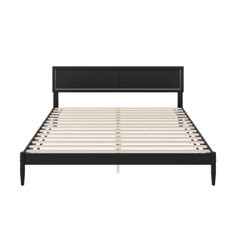 Pemberly Row King Solid Wood Platform Bed with Slat Support in Black