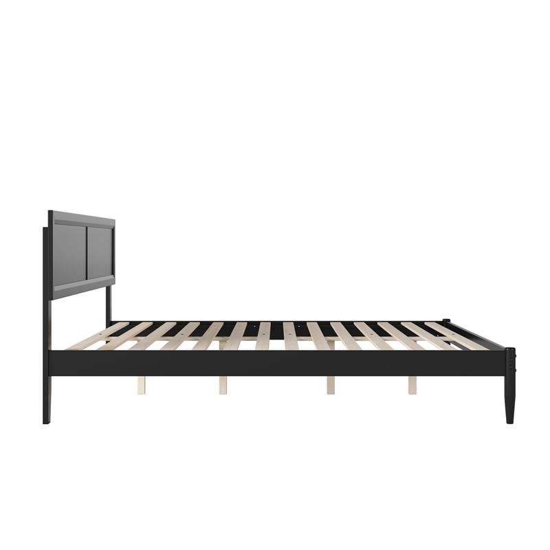 Pemberly Row King Solid Wood Platform Bed with Slat Support in Black