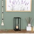 Pemberly Row Square Black Metal and Glass Panel Lantern Small Size