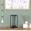 Pemberly Row Square Black Metal and Glass Panel Lantern Small Size