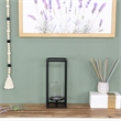 Pemberly Row Square Black Metal and Glass Panel Lantern Small Size