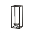 Pemberly Row Square Black Metal and Glass Panel Lantern Small Size