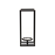 Pemberly Row Square Black Metal and Glass Panel Lantern Small Size