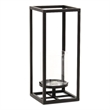 Pemberly Row Square Black Metal and Glass Panel Lantern Small Size