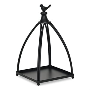 Pemberly Row Curved Mini Table Lantern with Bird Accent in Black