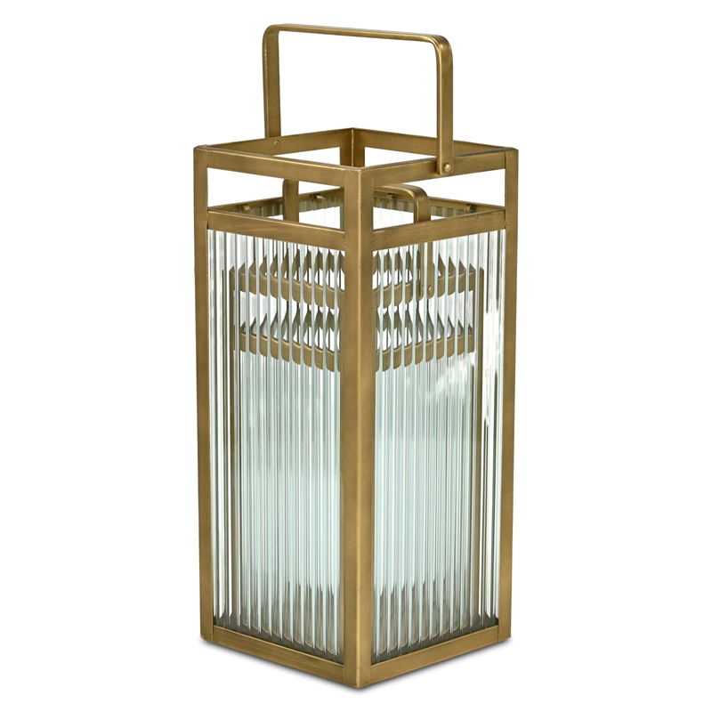 Pemberly Row Set of 2 Fluted Glass Lanterns 16