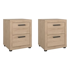 Pemberly Row Jackson Hickory 2 Drawer Nightstand Set of 2 in Brown