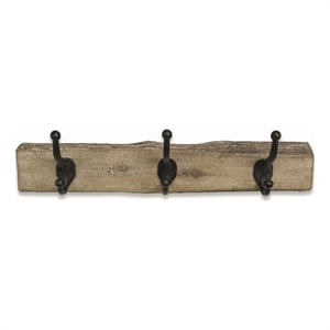 Pemberly Row Rustic Solid Wood 3 Hook Wall Organizer with Shelf