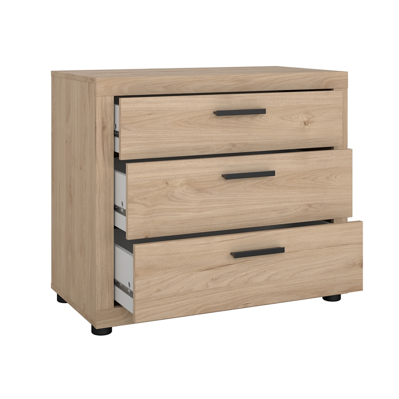 Pemberly Row Jackson Hickory 3-Pc Bedroom Set with Chest & Nightstand Set of 2