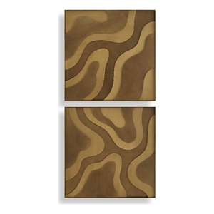 Pemberly Row Sculptural Wooden Wall Decor in Antique Gold and Brown (Set of 2)