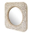 Pemberly Row Teak Wood Branch Mosaic Round Mirror in Natural Brown