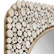 Pemberly Row Teak Wood Branch Mosaic Round Mirror in Natural Brown