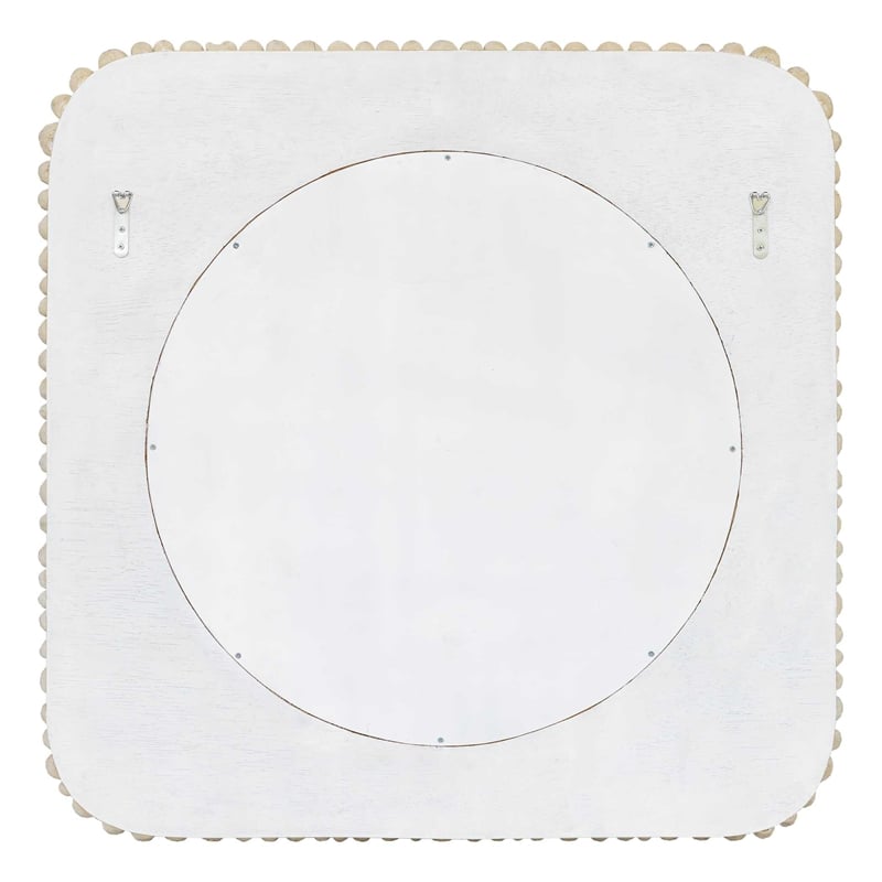 Pemberly Row Teak Wood Branch Mosaic Round Mirror in Natural Brown