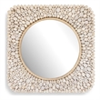 Pemberly Row Teak Wood Branch Mosaic Round Mirror in Natural Brown