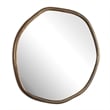 Pemberly Row Indoor/Outdoor Cast Iron Round Mirror in Antique Brass