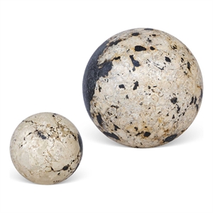 Pemberly Row Indoor/Outdoor Hand-Painted Aluminum Spheres in Black (Set of 2)