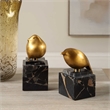 Pemberly Row Hand-Detailed Metal Bird Figurines in Black (Set of 2)