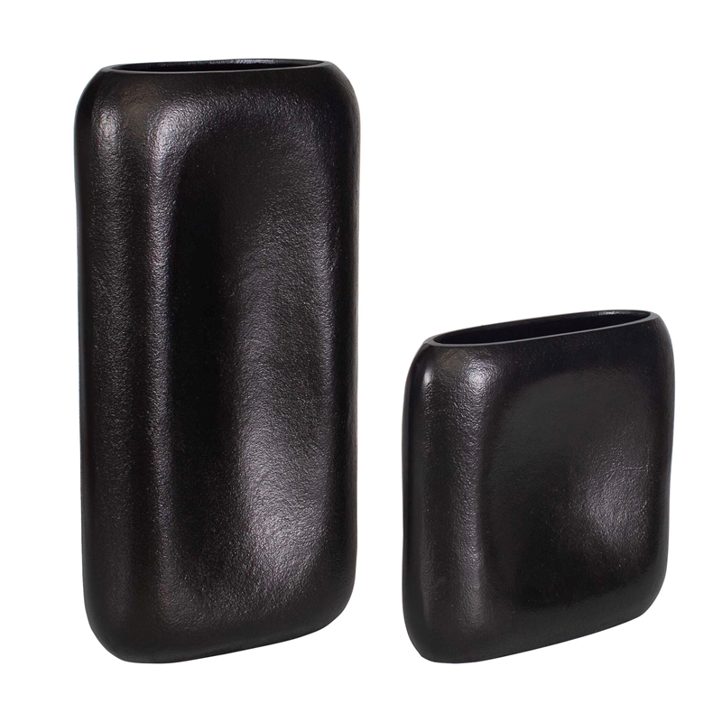 Pemberly Row Handcrafted Ceramic Stoneware Vases in Dark Brown (Set of 2)