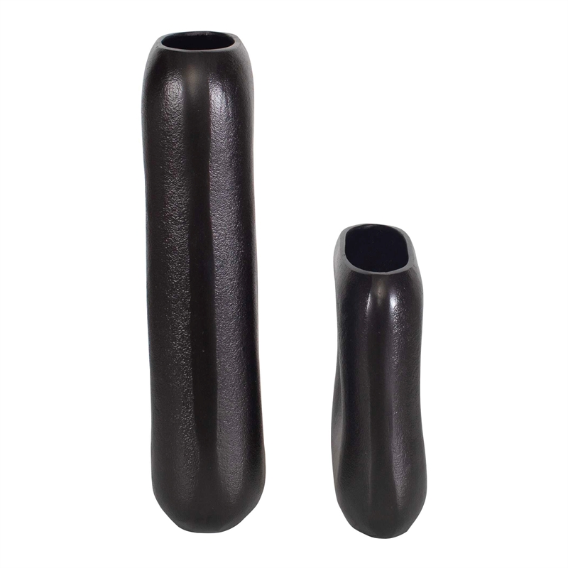 Pemberly Row Handcrafted Ceramic Stoneware Vases in Dark Brown (Set of 2)