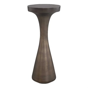 Pemberly Row Indoor/Outdoor Cast Iron Round Drink Table in Bronze
