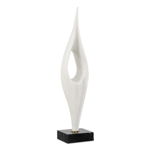 Pemberly Row Handcrafted White Stone Sculpture on Black Iron Base