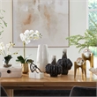 Pemberly Row Hand-Painted White and Brown Gourd Ceramic Vases (Set of 2)