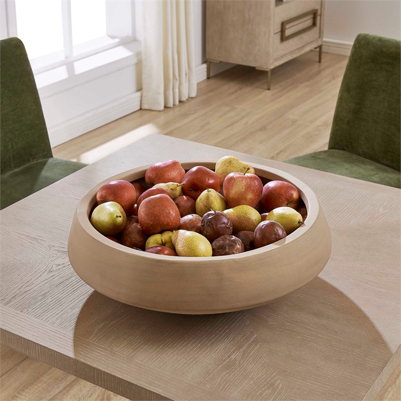Pemberly Row Indoor/Outdoor Hand-Carved Mango Wood Bowl in Brown